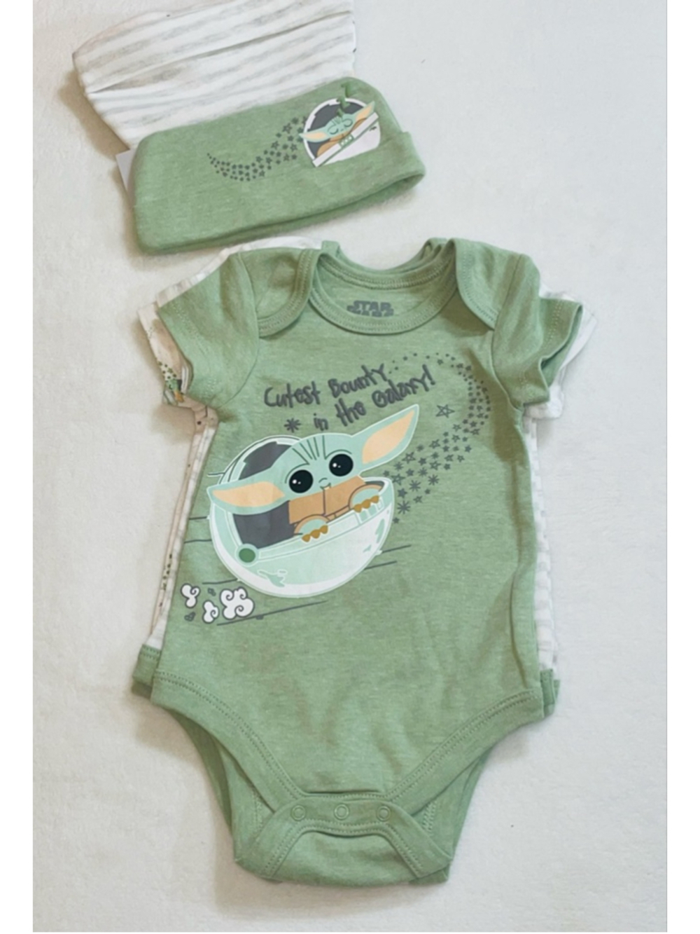 Baby Star Wars Bodysuits 3-6 Months Green White Grogu 3-Pack